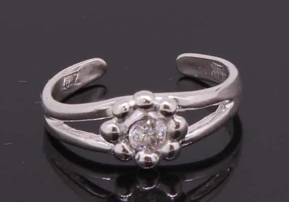 Flower Toe Ring Sterling Silver 925 With CZ Round Stone | Etsy