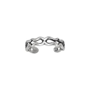 Sterling Silver .925 Hollow Design Toe Ring Adjustable Size | Made In USA