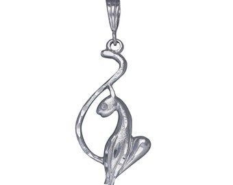 Collar colgante de encanto de pantera de plata de ley de 2 pulgadas 4.8 gramos con acabado de corte de diamante y cadena de 24 pulgadas de Fígaro