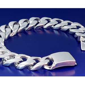 16 mm Heavy Sterling Silver Miami Cuban Link Bracelet Handmade in USA 9 Inches 100 Grams Solid 925 Silver Custom Handmade Box Lock
