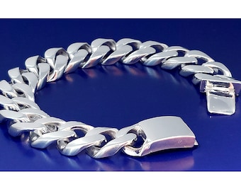 16 mm Heavy Sterling Silver Miami Cuban Link Bracelet Handmade in USA 9 Inches 100 Grams Solid 925 Silver Custom Handmade Box Lock