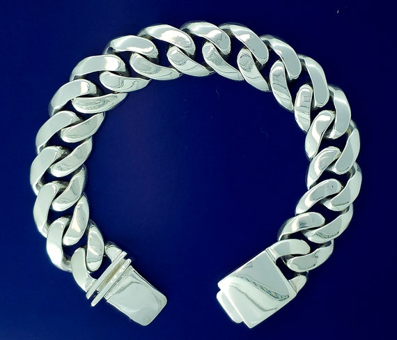 8.5 9.5 7.5 13 mm Heavy Solid Sterling Silver Miami Cuban Link Curb Bracelet Handmade in USA with Custom Handmade Box Lock Sizes 7 9 8