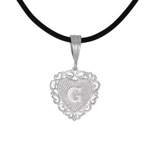 Sterling Silver .925 &quot;G&quot; Initial Heart Shaped Pendant | Made in USA