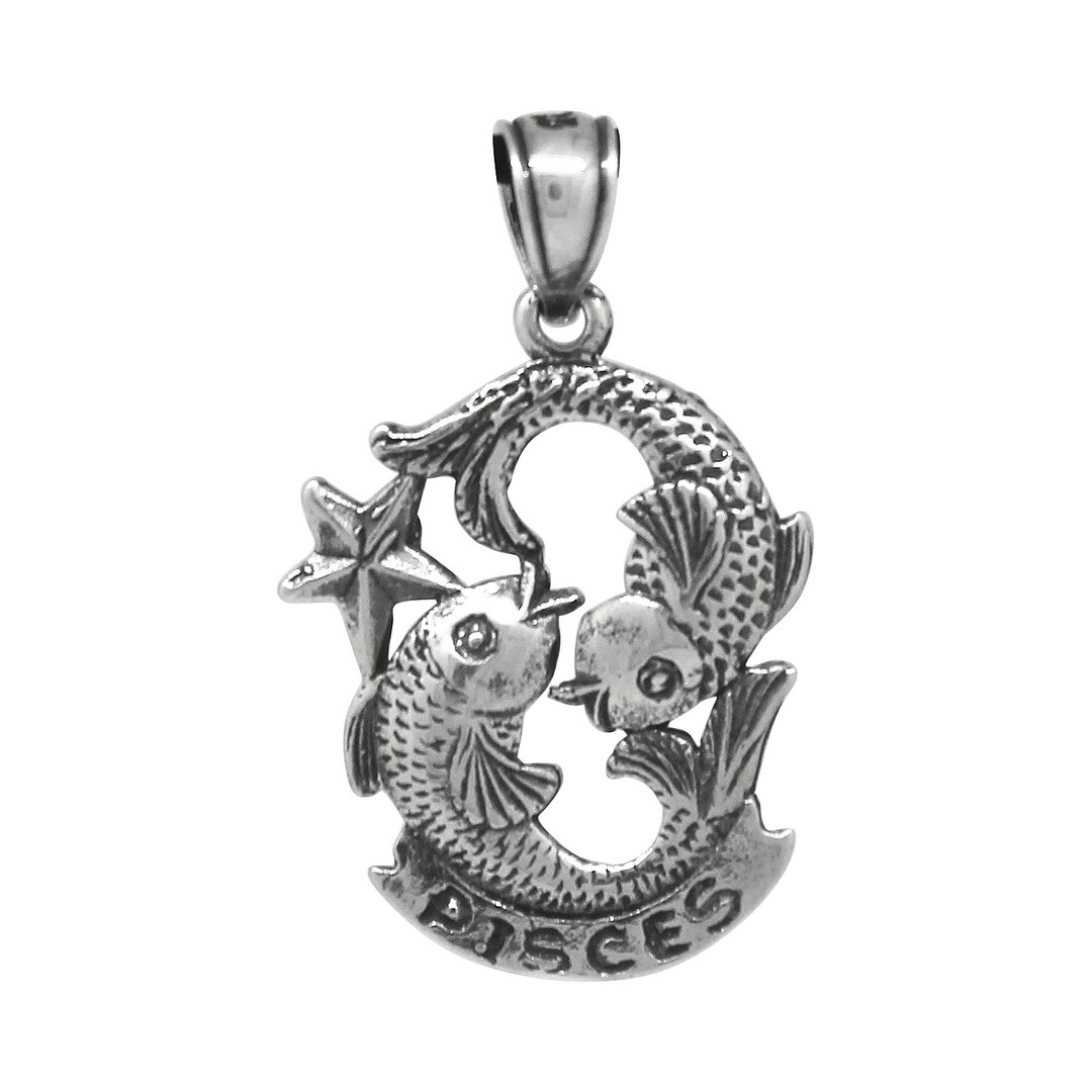 Pisces Jewelry Pendant Sterling Silver .925 Vintage Look