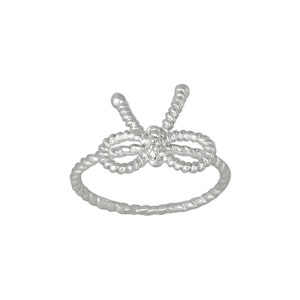 Sterling Silver .925 Bow Ring Ribbon Wire Style, Sizes 4-10 Also 1/2 Sizes are Available| Made in USA