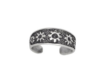 Sterling Silver .925 Flower Toe Ring adjustable size | Made In USA