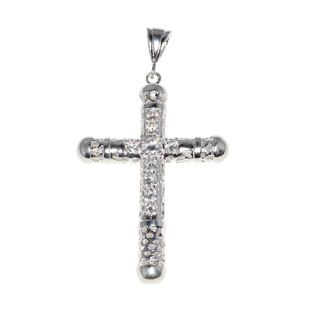 thumbnail image 2 of H&J Jewelry 925 Sterling Silver Icy Bling CZ Cross Charm Pendant – 3D, ASP226 2 of 5