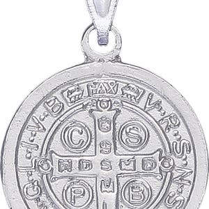 Sterling Silver Saint Benedict Medal Reversible Charm Pendant Necklace ...