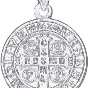 Sterling Silver Saint Benedict Medal Reversible Charm Pendant Necklace ...
