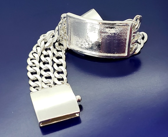 26 Mm Heavy Solid Sterling Silver TRIPLE 3 Row Cuban Curb Link ID