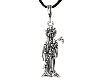Plata esterlina. 925 Santa muerte "Virgen de la Santa muerte" colgante de encanto, oxidado | Made in USA