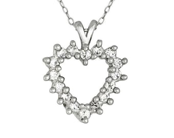 Collana Donna Argento 925 Con Ciondolo Cuore E Zirconia Cubica, Catena 40+5 Cm, Ipoallergenica