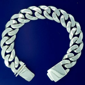 15.5 mm Heavy Sterling Silver Miami Cuban Link Bracelet Handmade in USA 8 Inches 80 Grams Solid 925 Silver Custom Handmade Box Lock