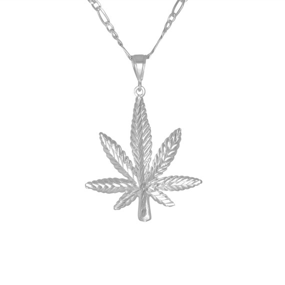 HUF 925シルバー マリファナ リーフ ネックレス 大麻 マリファナ リーフ ダイヤモンド カット チャーム ペンダント