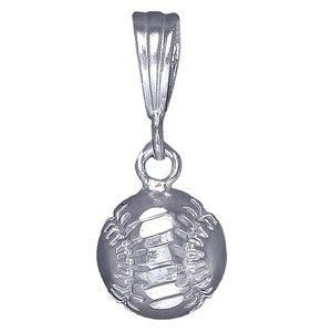 Sterling Silver Softball Ball Charm Pendant Necklace 1 Inches 1.7 Grams with Diamond Cut Finish and 18 Inch Rolo Chain