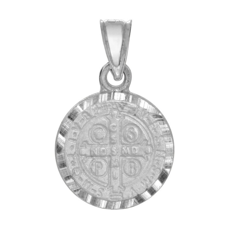 San Bentio Saint Benedict Sterling Silver 925 Round Pendant Medallion ...