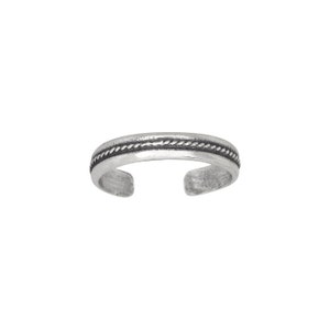 Sterling Silver .925 Rope Line Design Toe Ring adjustable size | Made In USA