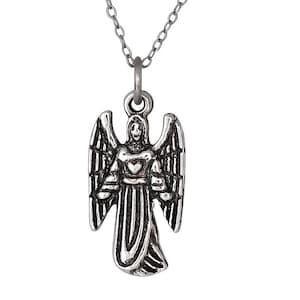 Sterling Silver .925 Archangel Urile, Uriel, Angel of Presence, Charm Pendant, Oxidized | Made in USA