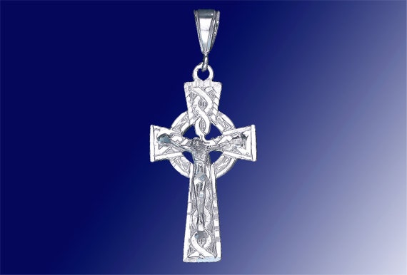 Pur Argent Sterling .925 religieux Tissé Croix Celtique Collier Pendentif