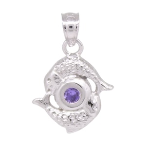 Pisces Necklace Sterling Silver 925 Zodiac Sign Constellation With Cubic Zirconia Birthstone