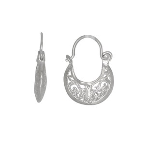 Sterling Silver .925 Filigree Design Basket Earring (XS) | Made in USA