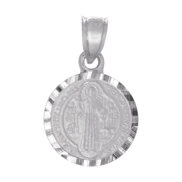 San Bentio Saint Benedict Sterling Silver 925 Round Pendant Medallion Charm