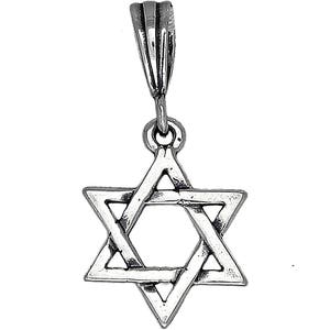 Sterling Silver Star of David Pendant Necklace 1.6 Inches 1.6 Grams with Antique Oxidized Finish and 18 Inch Chain