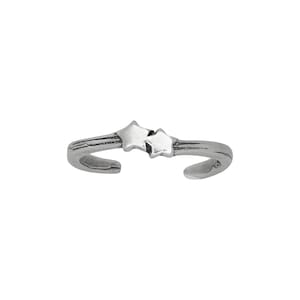 Sterling Silver .925 Shooting Stars, Two Stars Toe Ring adjustable size | Made In USA