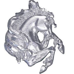 Sterling Silver Horse Charm Pendant Necklace 1.25 Inches 5.8 Grams with Diamond Cut Finish and 18 Inch Rolo Chain