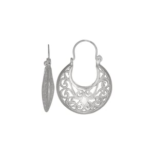 Sterling Silver .925 Filigree Design Basket Earring (M) | Made in USA
