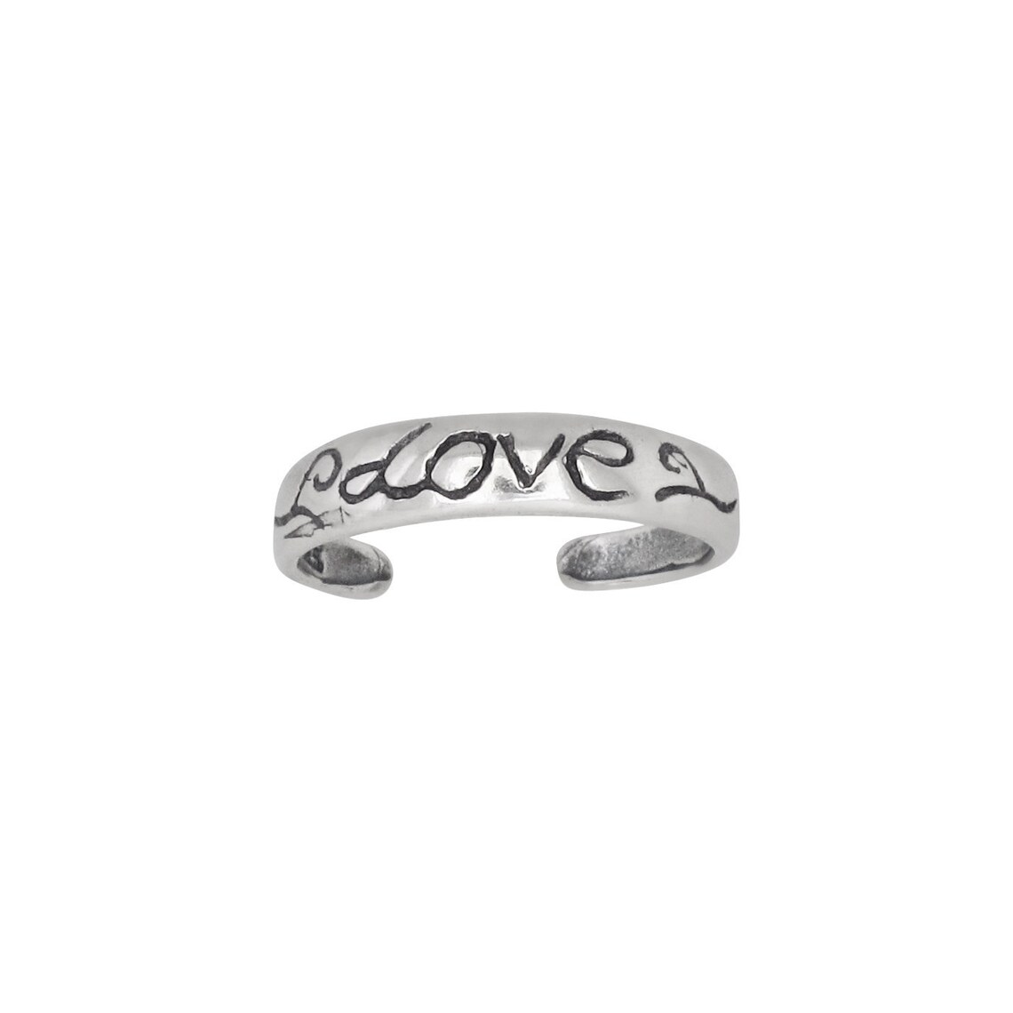 Sterling Silver .925 Love Engraved Toe Ring Adjustable Size Etsy