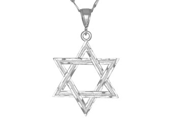 Large 925 Sterling Silver Star Of David Charm - Jewish Israel King Jew Charms