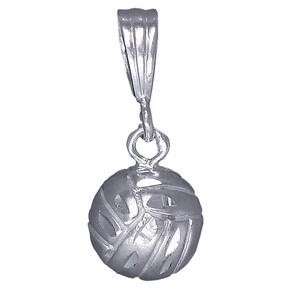 Sterling Silber Volleyball Ball Charmehalskette 1 Zoll 1,7 Gramm mit Schnitt Diamant-Finish und 18-Zoll-Rolo Kette