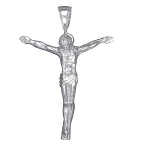 Sterling Silver Jesus Christ Pendant Necklace with Diamond Cut Finish and 24 Inch Chain