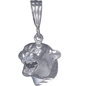 Sterling Silver Panther Charm Pendant Necklace 1.1 Inches 2.3 Grams with Diamond Cut Finish and 24 Inch Figaro Chain