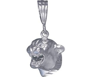 Collar colgante colgante con encanto de la pantera de plata de ley 1.1 pulgadas 2.3 gramos con acabado de corte de diamante y cadena de fígaro de 24 pulgadas