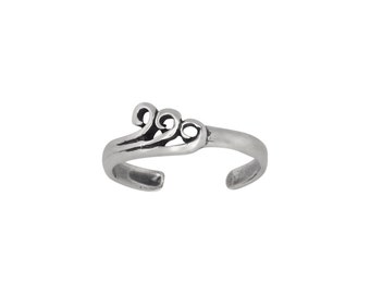 Sterling Silver .925 Triple Spiral Waves Toe Ring adjustable size | Made In USA