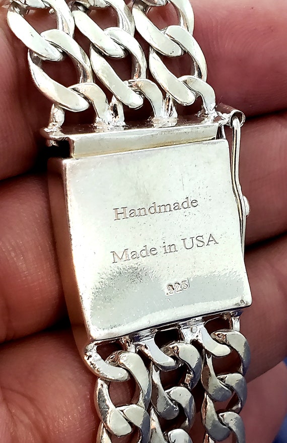 23 Mm Heavy Solid Sterling Silver TRIPLE 3 Row Figaro Link ID