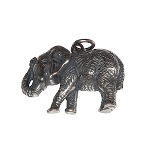 Sterling Silver .925 Oxidized Lucky Elephant Charm Pendant Necklace | Made in USA