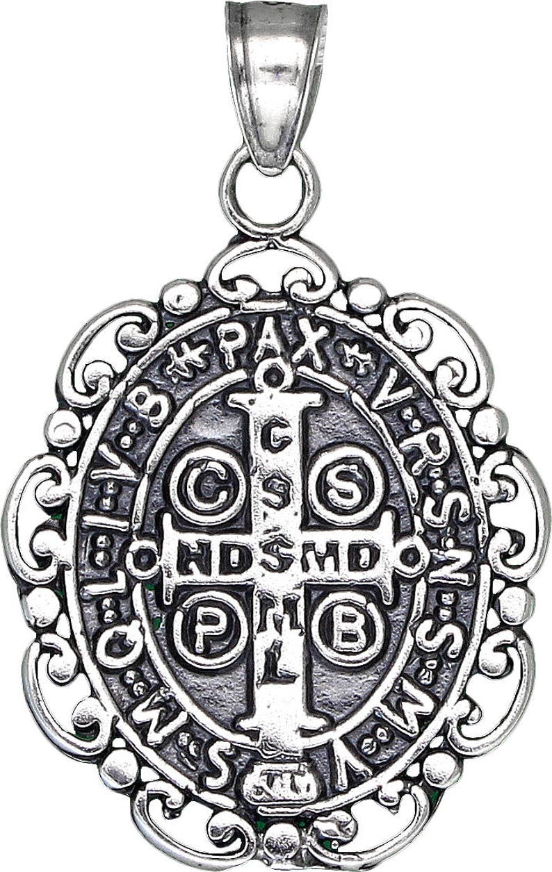 Sterling Silver Saint Benedict Medal Reversible Charm Pendant | Etsy