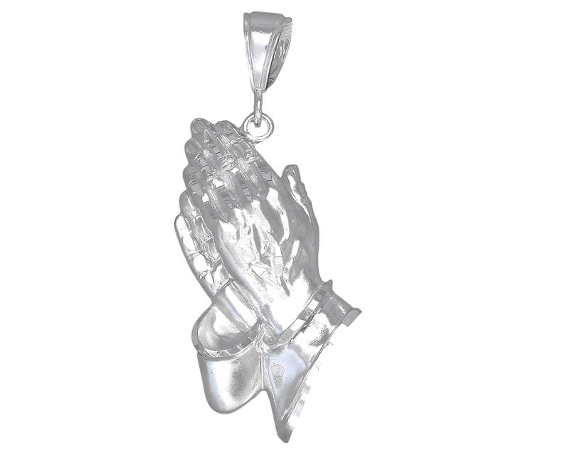 .925 Sterling Silver Praying Hands Charm Pendant