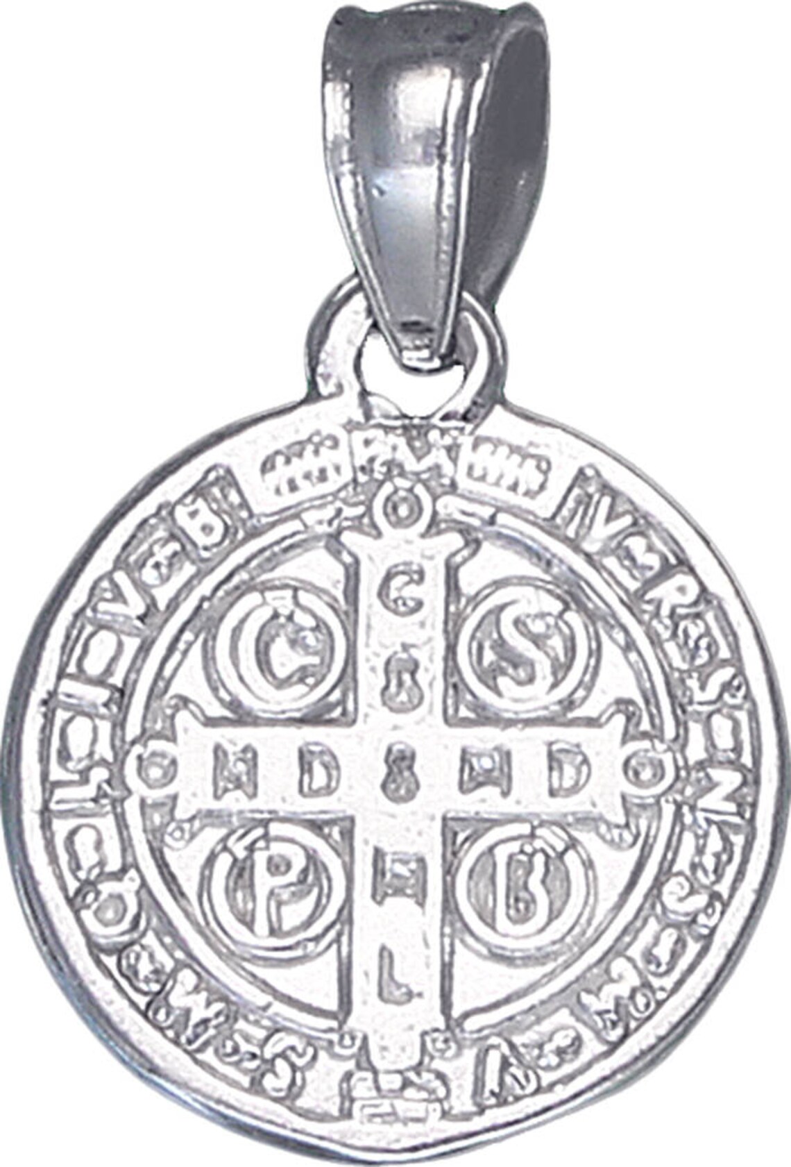 Sterling Silver Saint Benedict Medal Reversible Charm Pendant Necklace ...