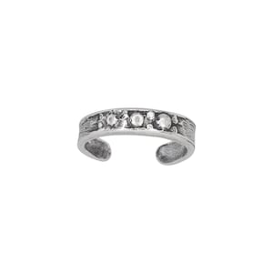 Sterling Silver .925 Triple Gem Design Toe Ring Adjustable Size | Made In USA