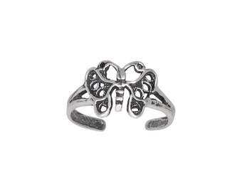 Sterling Silver .925 Butterfly Toe Ring adjustable size | Made In USA