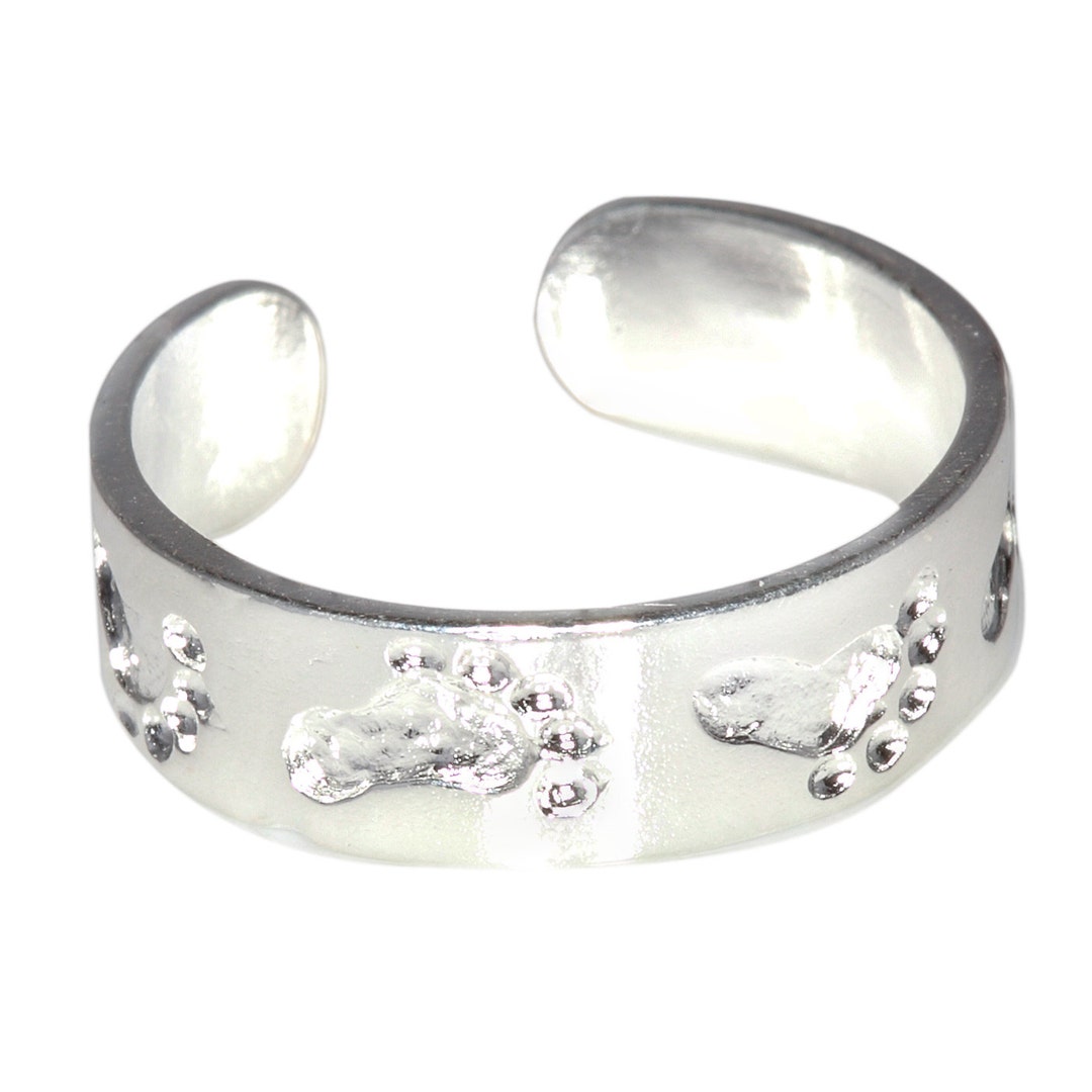 New 925 Sterling Silver Feet Toe Ring Adjustable Size | Made in USA - Etsy