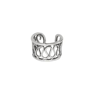 Sterling Silver .925 Ear Cuff Clip-on, Spiral Waves, Adjustable | Made In USA
