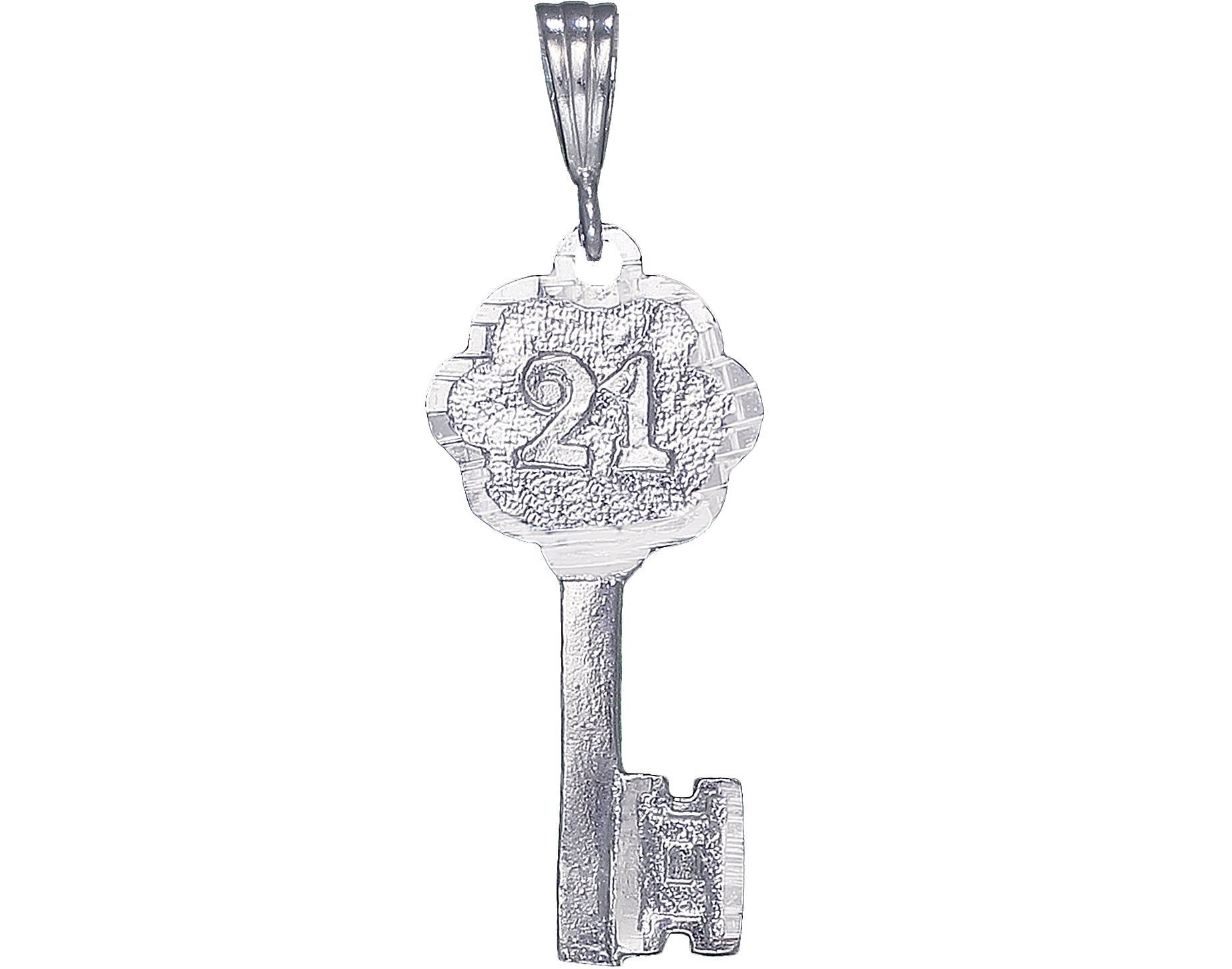 Sterling Silver 21st Key Charm Pendant Necklace 1.8 Inches 2.4 Etsy UK