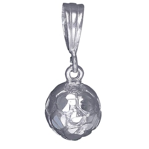 Sterling Silver Soccer Ball Charm Pendant Necklace 0.9 Inches 1.9 Grams with Diamond Cut Finish and 18 Inch Rolo Chain image 1