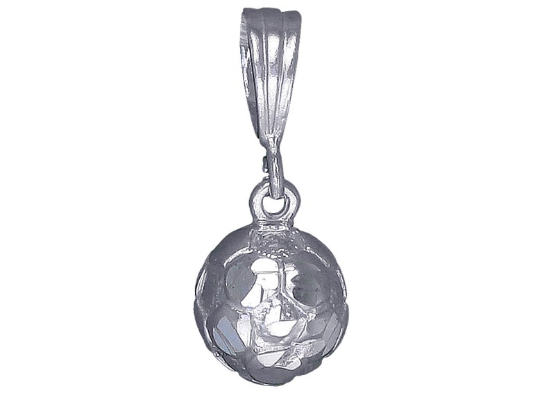 Sterling Silver Soccer Ball Charm Pendant Necklace 0.9 Inches 1.9 Grams with Diamond Cut Finish and 18 Inch Rolo Chain image 1