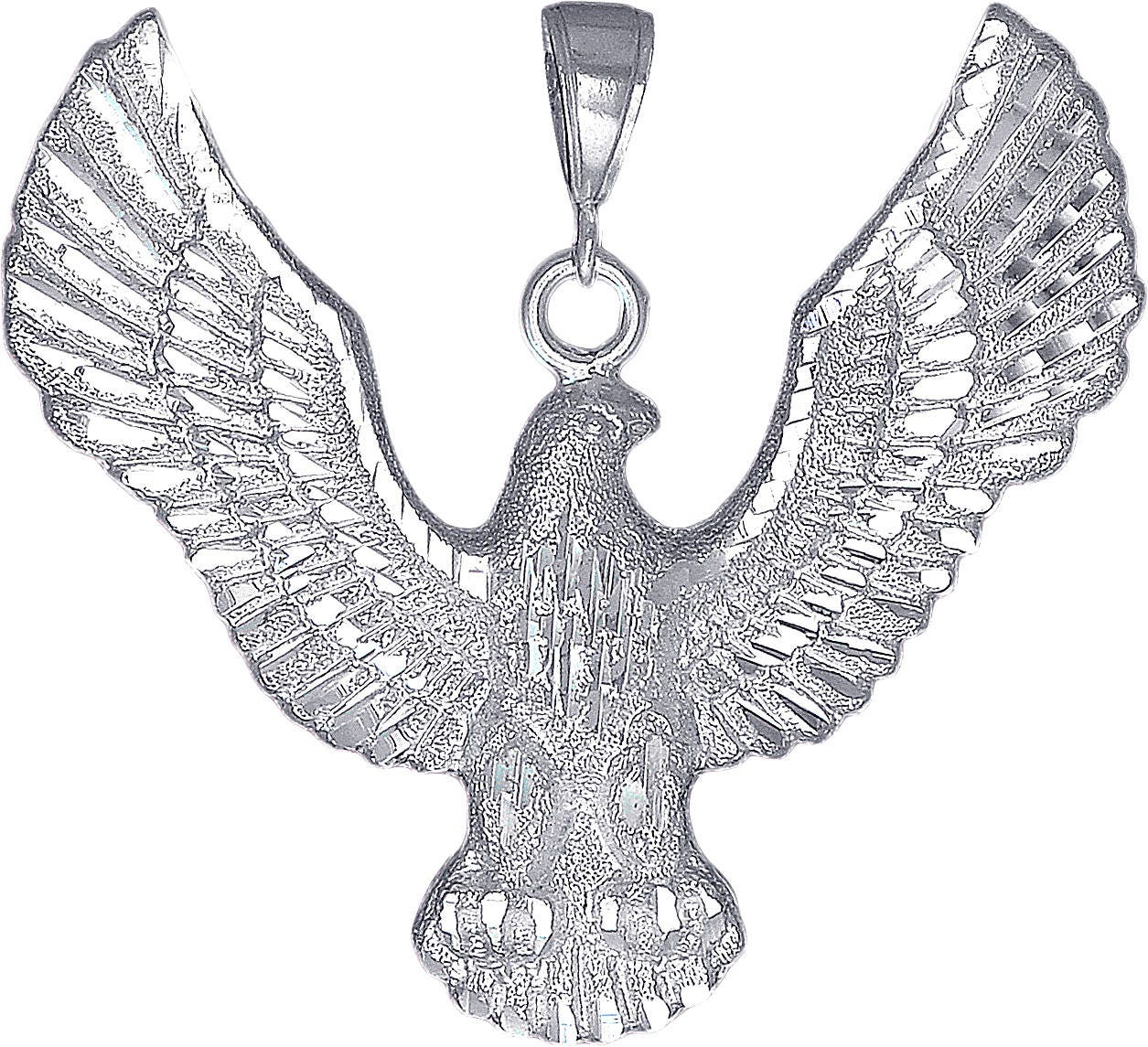Large Sterling Silver Eagle Charm Pendant Necklace 2.3 Inches Etsy